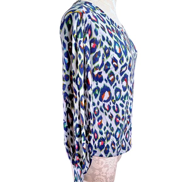 Nine West Cheetah Blouse Multicolor Blue Women's Small Winter 2019 - Picture 5 of 11